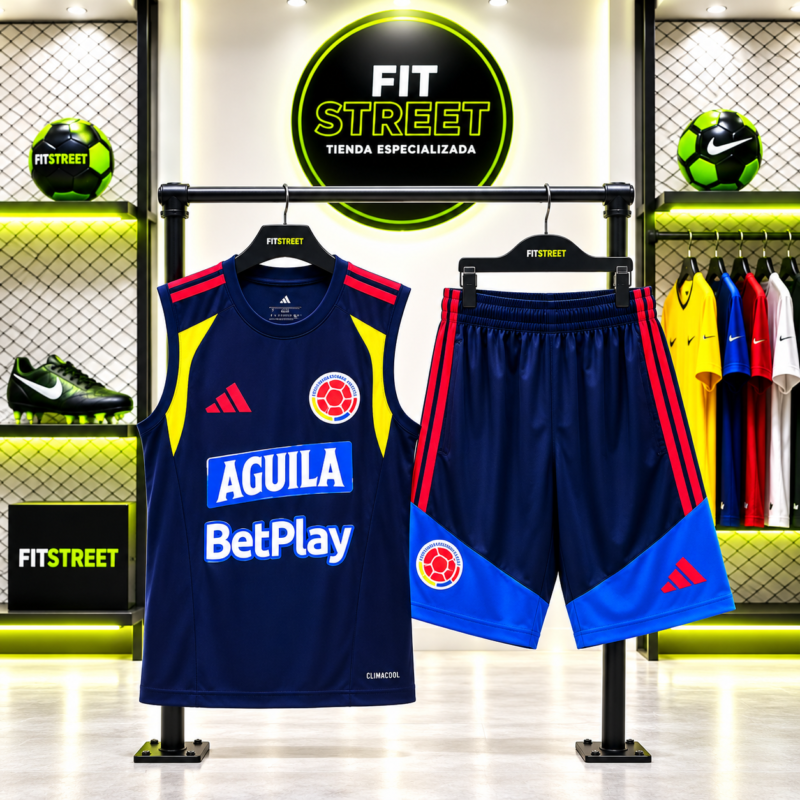 Conjunto Entrenamiento Colombia Musculosa Azul