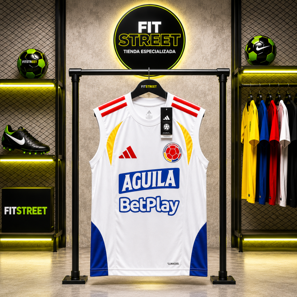 Músculosa Entrenamiento Selección Colombia Blanca 2026 Con Patrocinios