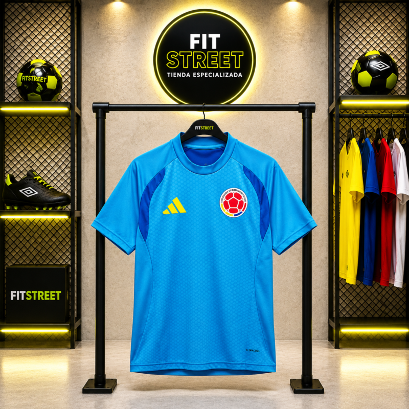 Camiseta Selección Colombia Entrenamiento Azul Cielo 2026