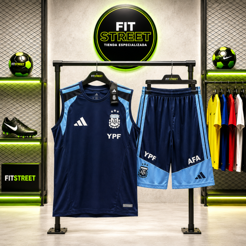 Conjunto Entrenamiento Argentina Musculosa Azul