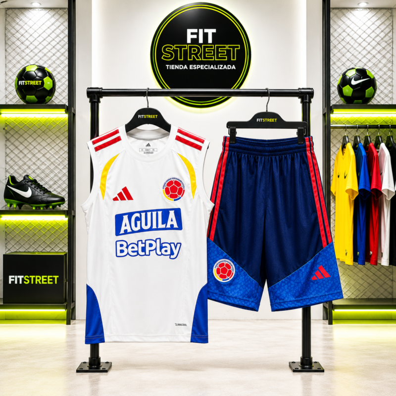 Conjunto Entrenamiento Colombia Musculosa Blanca