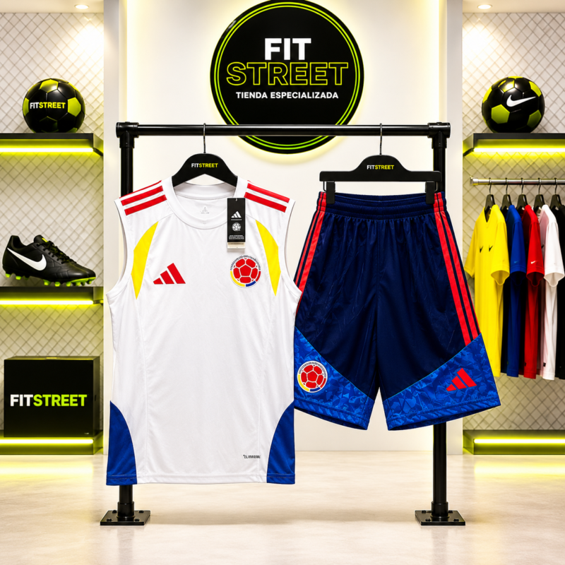 Conjunto Entrenamiento Colombia Musculosa Blanca 2026 - Sin patrocinios