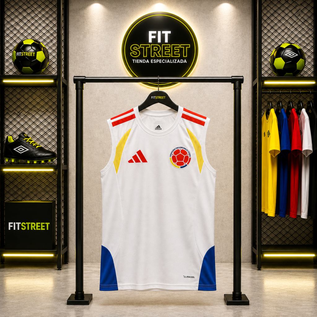 Músculosa Entrenamiento Selección Colombia Blanca 2026 Sin patrocinios