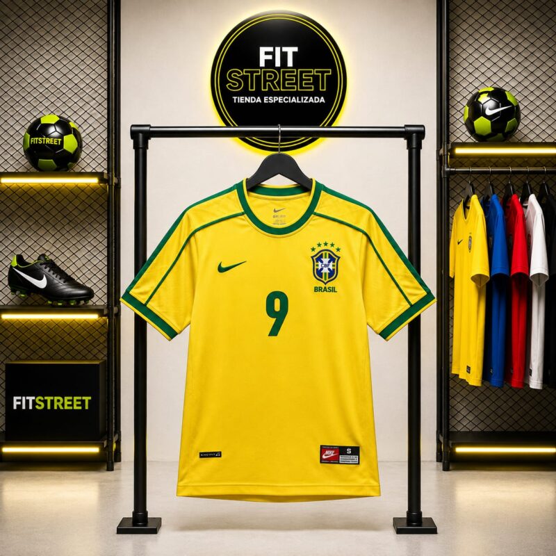 Camiseta Retro Brasil Local Francia 1998 - Ronaldo Nazário N.º 9